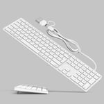 Clavier filaire complet pour Mac OS,Support pliable intégré,connexion par câble via USB-A/USB-C,clavier USB Plug and Play avec pavé numérique pour iMac/Mac Mini/MacBook