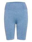 Washed Denim Seamless Biker Shorts Blue Aim´n