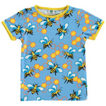 Småfolk Mönstrad T-shirt Med Bin Blue Grotto | Blå | 3-4 years