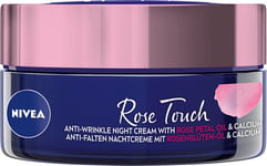 Naktinis kremas nuo raukšlių Nivea su rožių aliejumi Rose Touch Anti-Wrinkle Night Cream, 50 ml