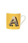 Villa d’Este Home Tivoli Monogram Lot de 6 Tasses à café Lettre A 90 ML en Chine, Jaune + Gris, Ø 5,3 x H 5,5 cm capacité