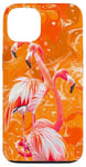 Coque pour iPhone 13 Flamant rose orange - Motif tropical rose