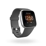 Fitbit Versa Lite - Montres Connectées Forme, Sport et Bien-être : Plus de 4 Jours d’autonomie, Étanche, Suivi Fréquence Cardiaque, Charcoal/Silver Aluminum