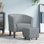 Fauteuil cabriolet avec repose-pied gris clair tissu