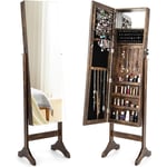 Armoire à Bijoux Style Vintage avec 4 Angles Réglables & Porte Verrouillable Serrure Clés & 4 Étagères de Rangement & Miroir intérieur, Organisateur