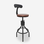 Tabouret de bar cuisine vintage industriel réglable avec dossier Junt