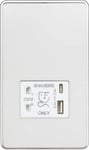 Knightsbridge Prise rasoir sans vis avec double USB A+C (5 V CC 2,4 A partagé) – Chrome poli avec insert blanc