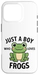 Coque pour iPhone 16 Pro Juste un garçon qui aime les grenouilles, de jolis garçons illustrés de grenouilles