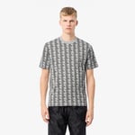 Lacoste T-shirt coton monogramme Taille L Gris Chine/noir