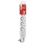 EMOS P0523 R Rallonge multiprise avec câble de 3 m Blanc 1,5 mm x 45 ° 5 Prises Schuko multiprise avec sécurité Enfant IP20 3680 W 250 V