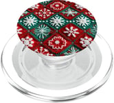 Motif flocon de neige blanc sur fil rouge et vert PopSockets PopGrip pour MagSafe