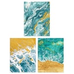 Artery8 Set of 3 Abstract Marble Sea Sand Shore Seascapes Living Room 12X16 Inch Wall Art Prints Pack