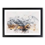 Big Box Art Road to The Mountains in California Watercolour Framed Wall Art Picture Print Ready to Hang, Black A2 (62 x 45 cm)