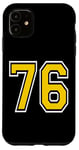 Coque pour iPhone 11 Numéro 76 en jaune, noir, blanc, version de poche