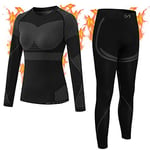 MEETYOO sous-vêtements Thermiques Femme, Ski sous Vetement Chauffant Sport Base Layer Manches Longues pour L'entraînement Running Randonnée Cyclisme