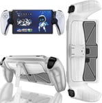 Etui Pour Sony Playstation Portal Avec Support, Coque Ps Portal Anti-Chute Avec Poignée Ergonomique En Tpu Souple + Panneau Arrière Transparent En Pc Dur Pour Ps Portal (Blanc Transparent)