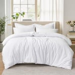 Tifschlaf King Size Duvet Cover - White Kingsize Bedding Bed Set Soft Brushed Microfiber with Zipper Closure, Quilt Cover with 2 Pillowcases 50x75cm