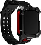 Element Case Special Ops Watch Band and Case for Apple Watch Series 7/8 (41mm) - Rugged, Lightweight and Shock Absorbent Case - Black/Red (EMT-522-261AY-01)