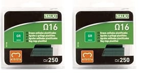 SALKI | Agrafes de Grillage Ω16 | Pack d'Agrafes en Acier Galvanisé Omega-16 | Diamètre 1,3mm | Parfait pour l'Agrafage de Clôtures | 250 pièces | Couleur Vert (Lot de 2)