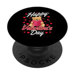 Happy Valentine's Day - Cute Teddy Bear PopSockets Adhesive PopGrip