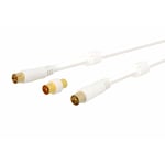 Prolongateur tv 9,52 mm blanc 19 VAtCA mâle/femelle 2 mètres + adaptateur mâle/mâle Gold Sedea 914222