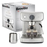 Cafetière/machine à expresso Breville Barista Mini, semi-automatique avec buse à vapeur pour faire mousser le lait & pompe italienne de 15 bars [VCF125X]