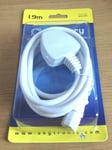 1.9m WHITE 3 Pin UK Mains Power Plug to IEC C13 Kettle Lead Cable PC Monitor TV