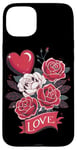 Coque pour iPhone 15 Plus Love Heart And Roses Présentoir floral romantique