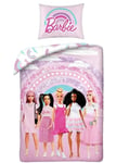 Barbie Arc en Ciel Set Lit Housse de Couette 140x200cm Taie 70x90cm Polyester