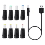 Universal 5V för power USB till för likström 5,5x2,1mm 3,5mm 4,0mm 4,8mm 6,4mm adapter för laddningssladd Passar för väg