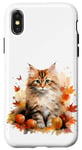 Coque pour iPhone X/XS Cute Fall Cat With Autumn Pumpkins For Girls And Cat Grandma