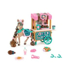 Wild Manes - Coffret le Chariot Boulangerie Café de Cocoa - Figurine Articulée Cheval - 20 Pièces - Inclut Vineoiseries et Autres Accessoires - Idée Cadeau Fille - Jouet Collection Enfant - Dès 3 Ans