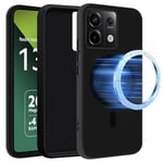 TVVTPU Magnétique Coque pour Xiaomi Redmi Note 13 Pro 5G/Poco X6 5G, Étui de Protection Antichoc Ultra Fine Souple Silicone Liquide Bumper Arrière Housse Case avec Doublure Microfibre Douce, Noir