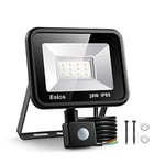 Eslas LED Floodlight Security Light with Motion Sensor,Outdoor Spotlight 10W 1000 LM PIR Light,IP65 Waterproof for Garage,Garden,Car Park, Construction Site, 6500K Cold White