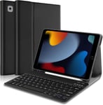 Étui Pour Ipad Avec Clavier 10,2"" ¿ Étui Pour Ipad 9e Génération Avec Clavier (2021), Porte-Crayon Intégré ¿ Étui Pour Ipad 9e Génération/8e Génération/7e Génération (Disposition Britannique) ¿ Noir