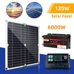 Panneau solaire 120 W avec contrôleur de charge solaire 100 A + Onduleur 12V 220 V 6000W Transformateur de Tension pour voiture