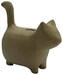 Décopatch AC841C - Un support en papier brun mâché 14x8,5x15 cm, Tirelire Chat debout