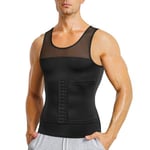 Män Midjetrimmer Bälte Wrap Trainer Hot Swear Skjorta Korsett Slimming Body Shaper Black L