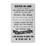 Gezxin Sister In Law Gifts- Happy Birthday Sister In Law Card Female- To My Sister-In-Law Wedding Presents for Women Her- Sister In Law Christmas Xmas Valentines Mother's Day Gift