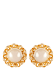 Susan Caplan Pre-Loved Rediscovered Collection Gold Plated Faux Pearl Clip-On Earrings, Gold/Cream