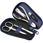 marQus Manicure Set Men Made in Solingen Germany - Mens Nail Grooming Kit for Professional Care, Stainless Steel Nail Cutter, Scissors, Clippers, Sapphire file and Tweezers in faux Leather Case