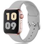 Ouwegaga Strap Compatible with Apple Watch Strap 38mm 40mm 41mm 42mm 44mm 45mm, Silicone Sport Bands Compatible with Apple Watch SE/iWatch Series 7/6/5/4/3/2/1, 42mm/44mm/45mm-S/M Grey