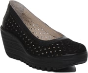 Fly London Ytec014 Womens Casual Leather Wedge Shoes In Black Sizes Uk 3 - 8