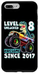 iPhone 7 Plus/8 Plus Level 8 Unlocked T Rex Monster Truck Dinosaur 8th Birthday Case