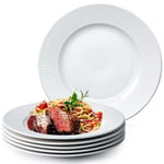 NUTRIUPS 10.5in Dinner Plates, 27cm White Ceramic Plates, Round, Microwave & Dishwasher Safe Dining Serving Dishes, Set of 6