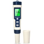 Ph Metre, 5 en 1 PH/TDS/EC/Salinité/Thermomètre, Testeur ph à Écran LCD, Compensation Automatique de la Température, Testeur ph Piscine Electronique,