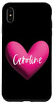 Coque pour iPhone XS Max Caroline Rose Nom Cœur Amour Femme Fille Ami Personnalisé