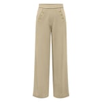 Pantalon FEMME Only Onlsania High Waist Button beige