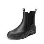 DREAM PAIRS Bottes de Pluie à la Cheville pour Femme Confortables et Elégantes Botte Chelsea Imperméable Chic SDRB2405W-E,Size 38,Noir,SDRB2405W-E