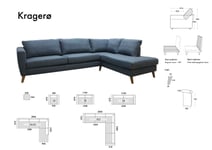 Kragerø 3A sofa med sjeselong - antrasitt